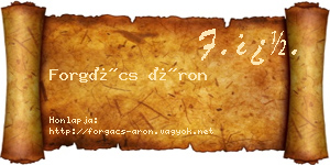 Forgács Áron névjegykártya